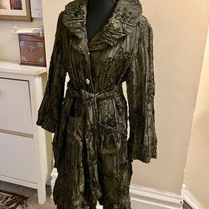 VINTAGE 90s Sensational Viscose Green Summer/Spring Coat